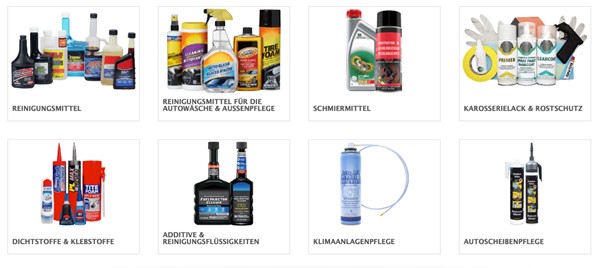 Bild verschiedener Pflegemittel bereitgestellt von Pkwteile.ch